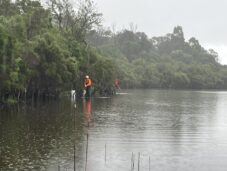 Sampling for waterbugs at Tambo Bluff lagoons